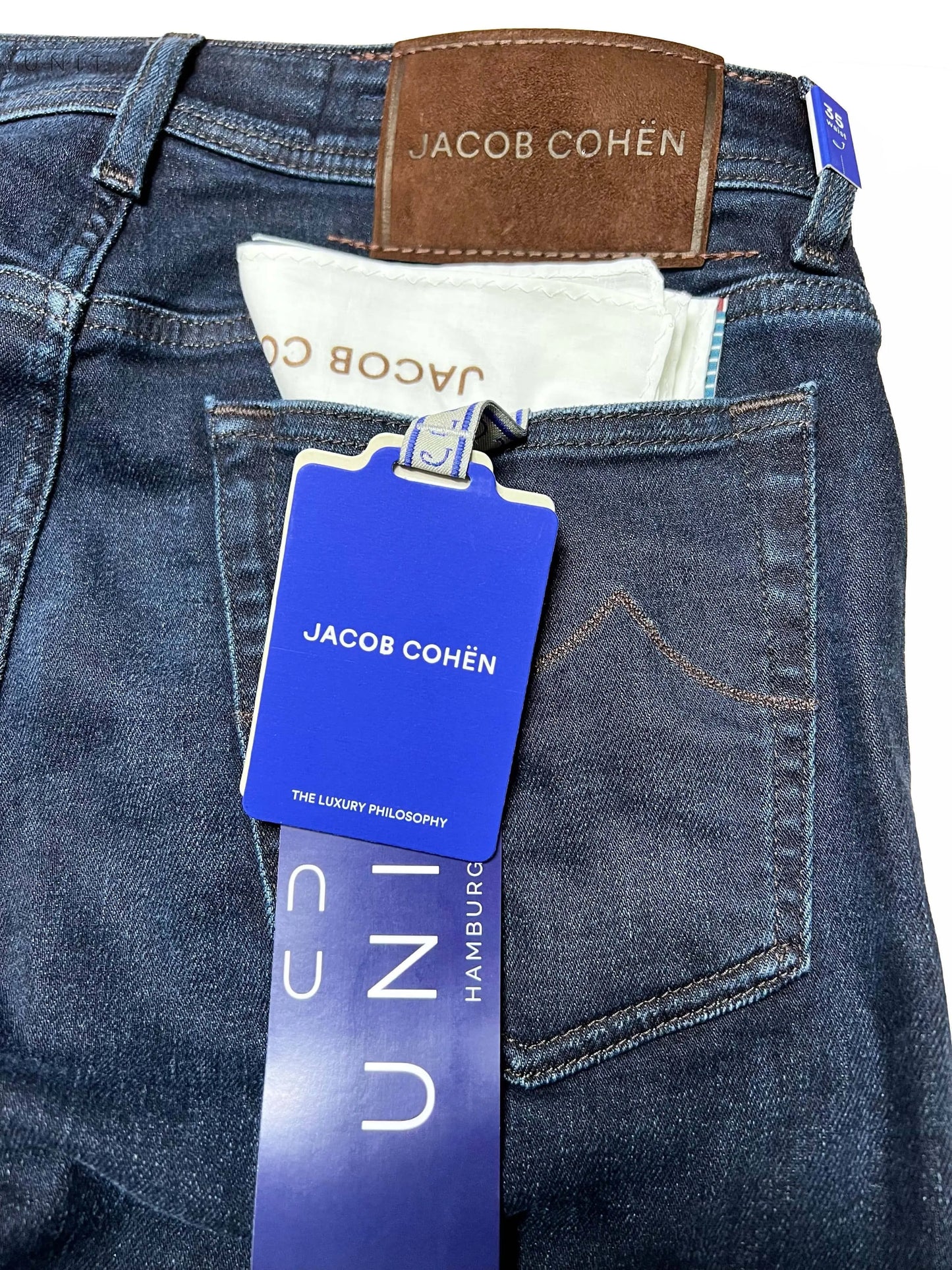 Jacob Cohën UQM04 30 S 3621 BARD brown label, detail hinten