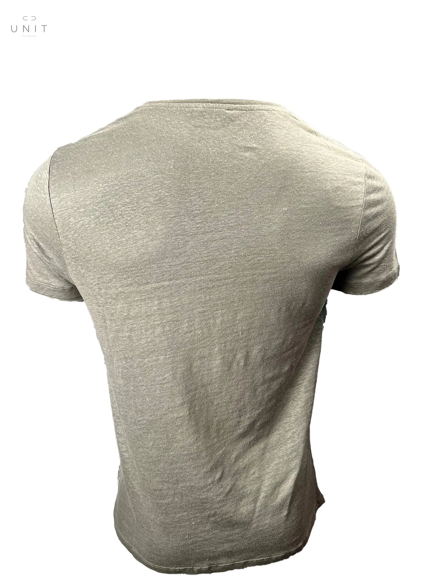 Rücken von Kiefermann 432-21085 Flynn  Leinen T-Shirt V-Neck khaki oliv