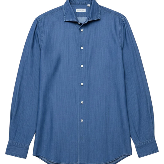Never Laundry, Denimhemd dark washed aus Baumwolle