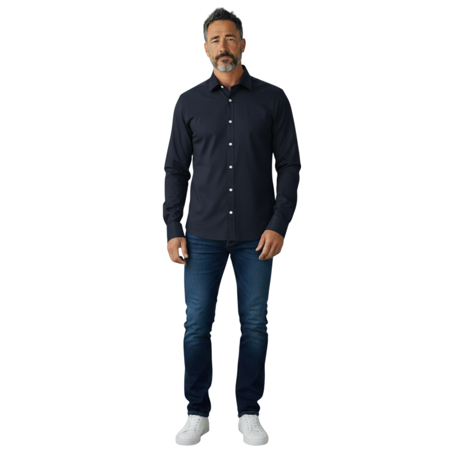 Sonrisa, la fine chemise en jersey, bleu marine