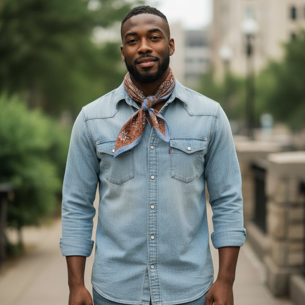 UNIT Hamburg - Ascot, Halstuch, Bandana Mandala Wolle / Kaschmir / Seide, rostbraun - Ascot