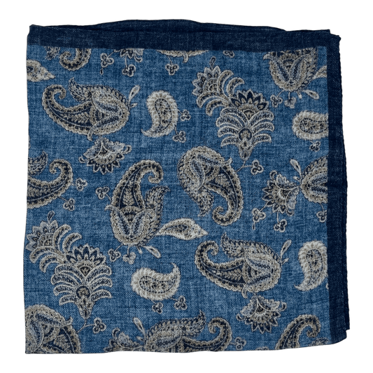 UNIT Hamburg - Ascot, Halsuch, Bandana, Paisley Wolle / Kaschmir / Seide, blau - Ascot