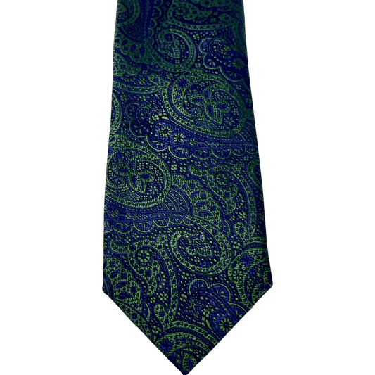 UNIT Hamburg - Ascot, Seidenkrawatte, Paisley, grün - blau - Ascot