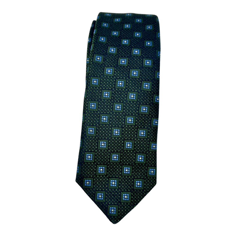 UNIT Hamburg - Ascot, Seidenkrawatte, Webmuster, grün - blau - Ascot