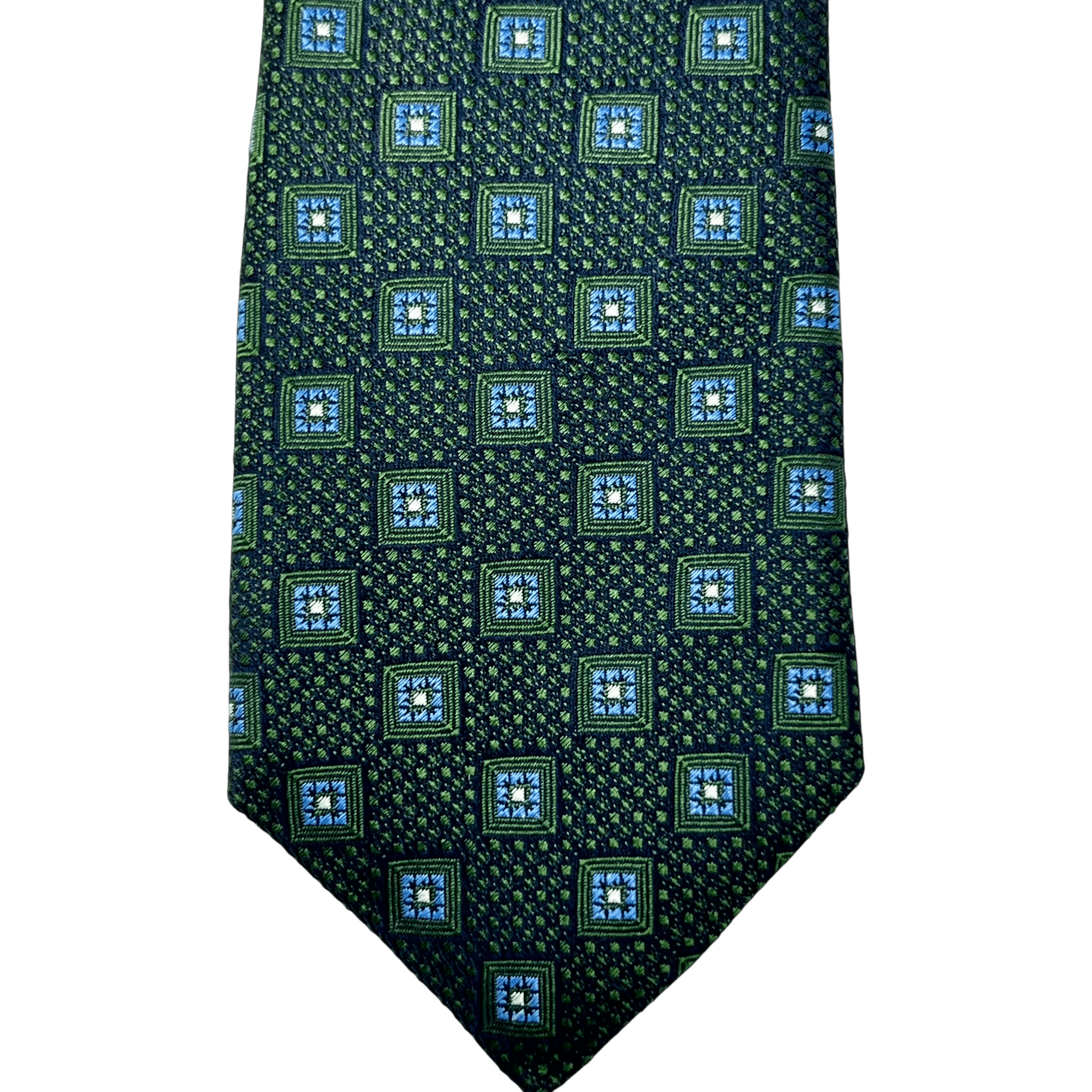 UNIT Hamburg - Ascot, Seidenkrawatte, Webmuster, grün - blau - Ascot