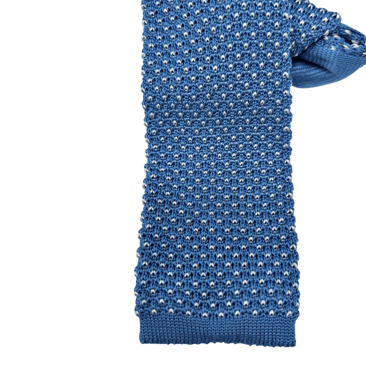 UNIT Hamburg - Ascot, Seidenstrickkrawatte, himmelblau mit weißen Punkten - Ascot