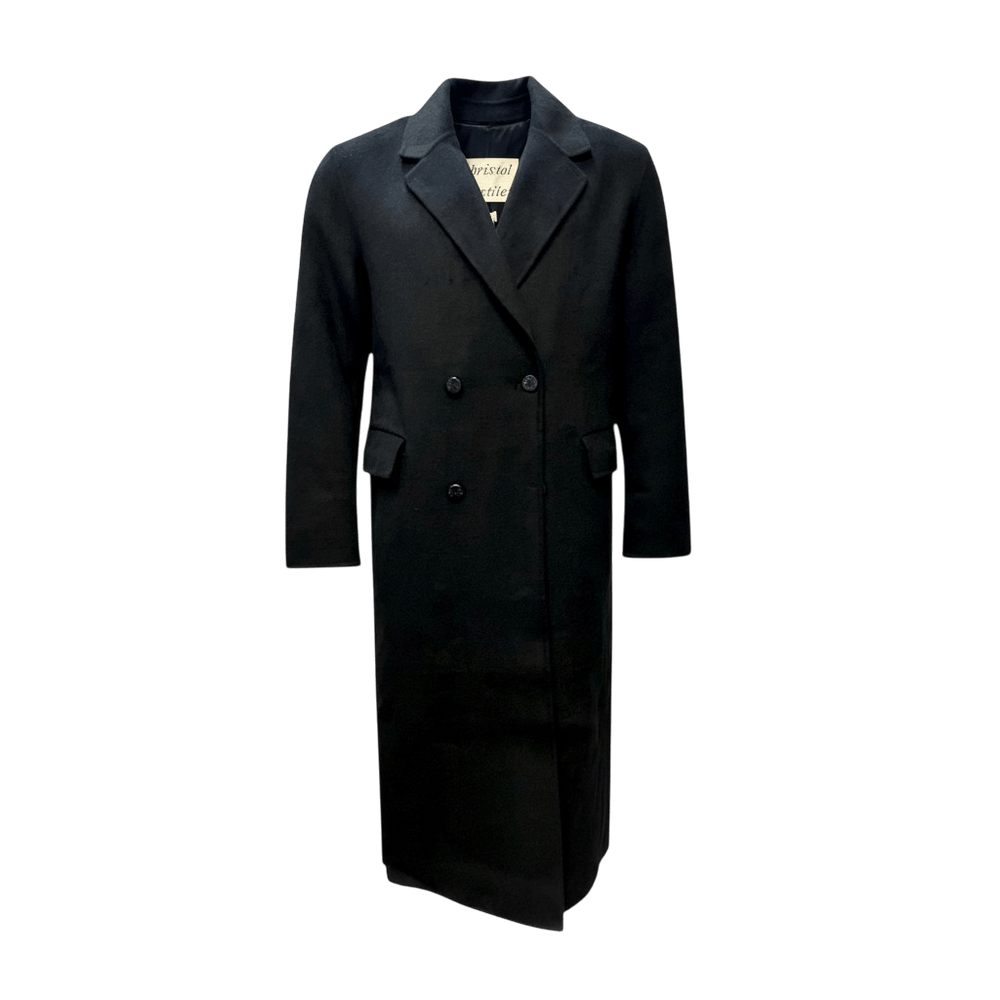 UNIT Hamburg - Brixtol Textiles, Hugo, langer Wollmantel, schwarz - Brixtol Textiles