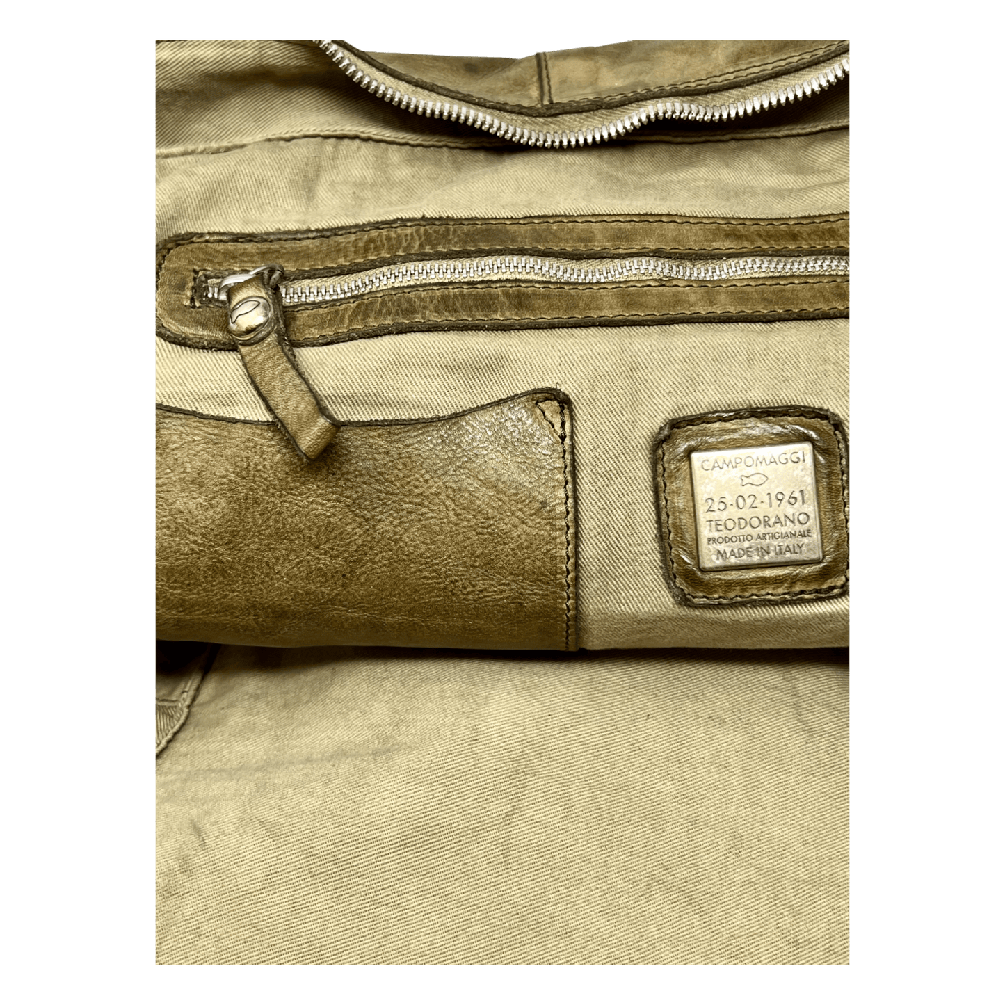 Campomaggi, Backpack, Courierbag, Kalbsleder oliv - beige - UNIT Hamburg