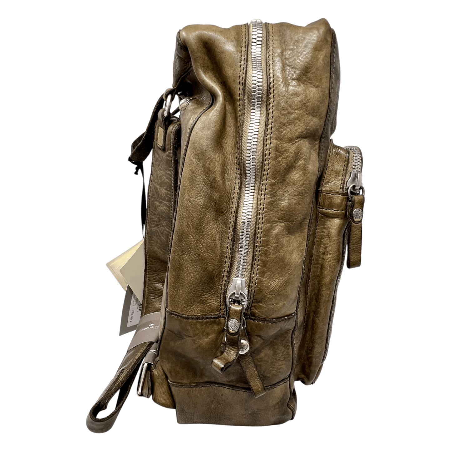 Campomaggi, Backpack, Courierbag, Kalbsleder oliv - beige - UNIT Hamburg