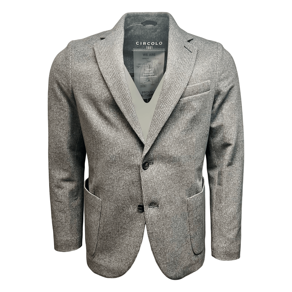 Circolo 1901, Glencheck Flanell Jersey, Blazer, grau - UNIT Hamburg