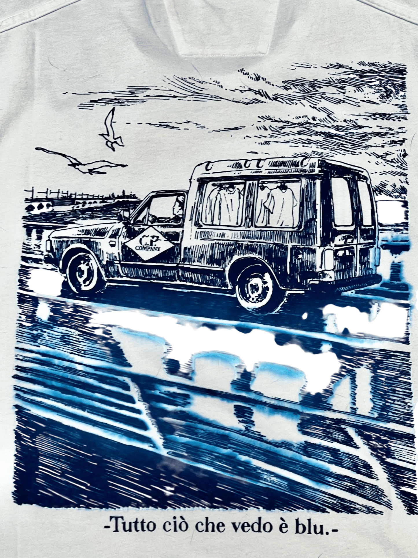 UNIT Hamburg - C.P. Company Jersey T‑Shirt Blue Print, weiß - C.P. Company