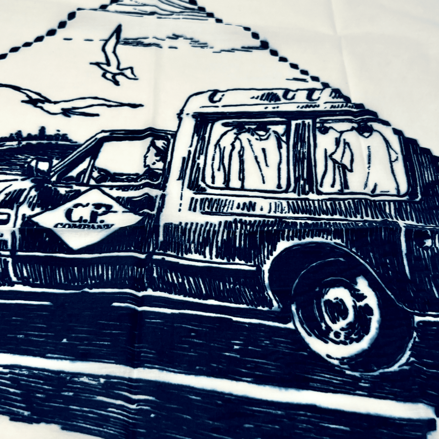 UNIT Hamburg - C.P. Company Musselin‑Tuch 60x60 Weiß/Denim - C.P. Company