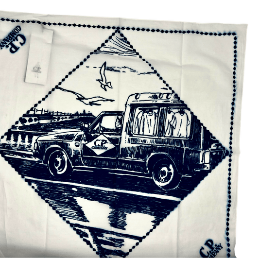 UNIT Hamburg - C.P. Company Musselin‑Tuch 60x60 Weiß/Denim - C.P. Company