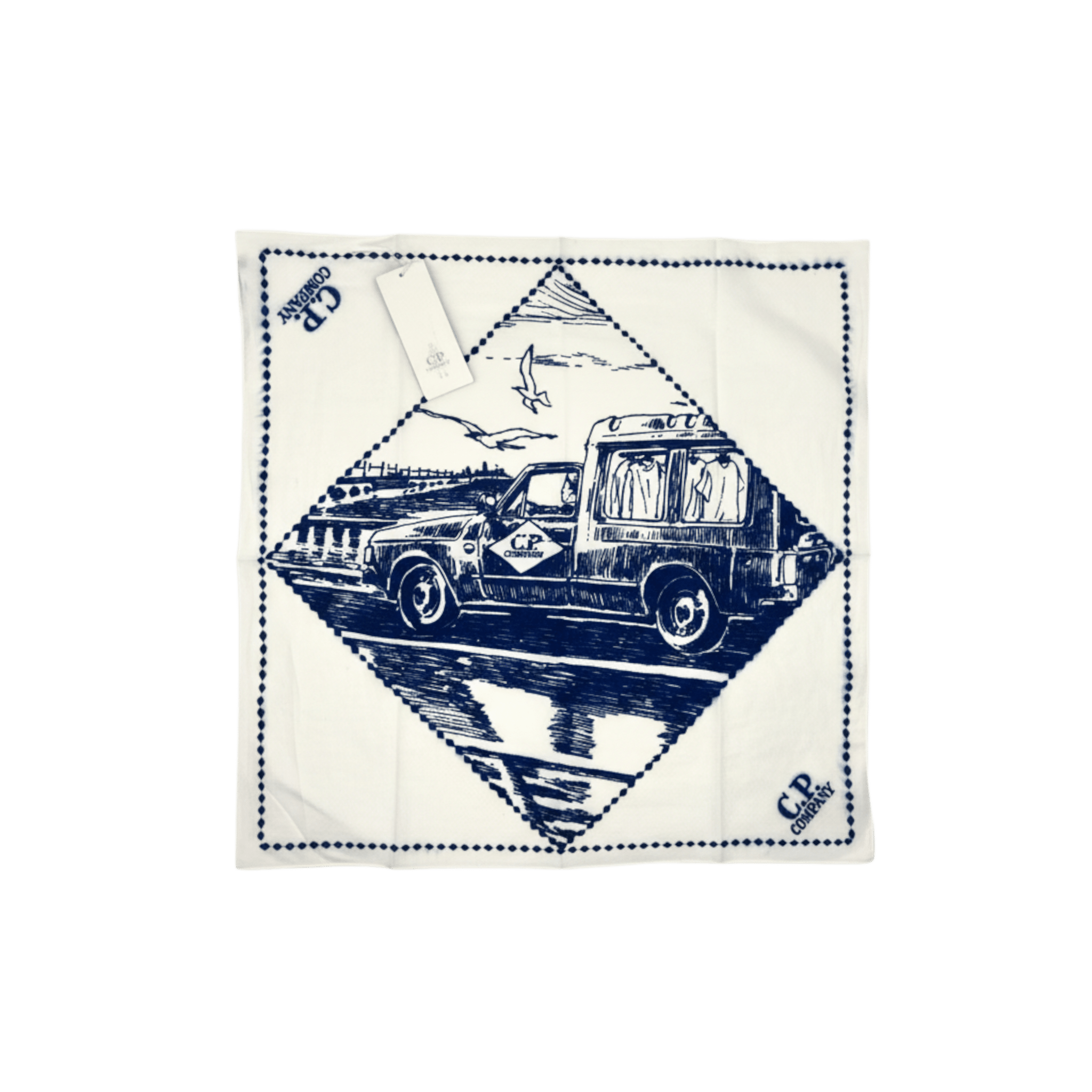 UNIT Hamburg - C.P. Company Musselin‑Tuch 60x60 Weiß/Denim - C.P. Company