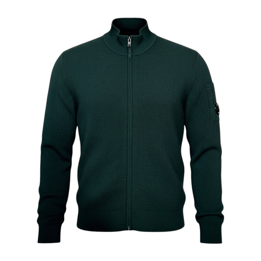 UNIT Hamburg - C.P. Company, Re - Wool Cardigan – mit Linse, grün - C.P. Company