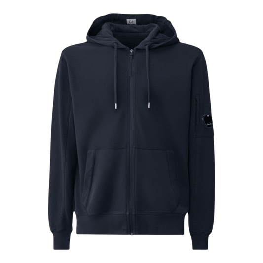UNIT Hamburg - C.P. Company, Zip Hoodie aus leichtem Fleece, mit Lens - Detail, navy. - C.P. Company