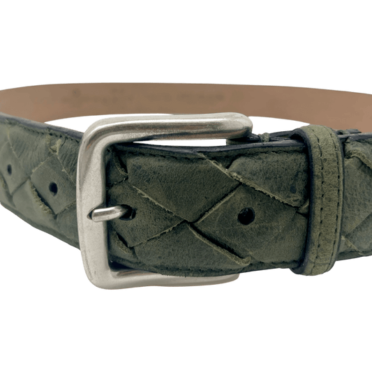 UNIT Hamburg - Fausto Colato Gürtel, Antilope geflochten, grün oliv - Fausto Colato