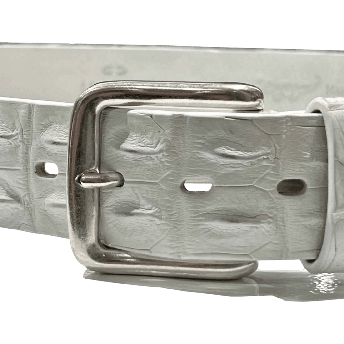 UNIT Hamburg - Fausto Colato belt, crocodile center back, clinical white, only on order - UNIT Hamburg
