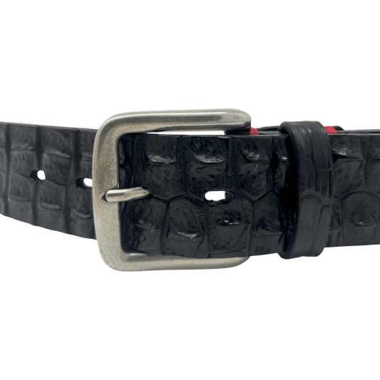 UNIT Hamburg - Fausto Colato, Krokodilrücken Gürtel, schwarz - Fausto Colato