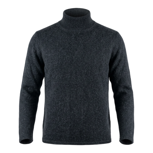 Roberto Collina, Merino / Baby Kamel, Stehkragen, schwarz