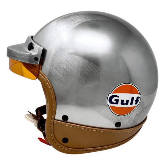 GULF, Motorradhelm, New Jet, classic, gebürsteter Stahl - UNIT Hamburg