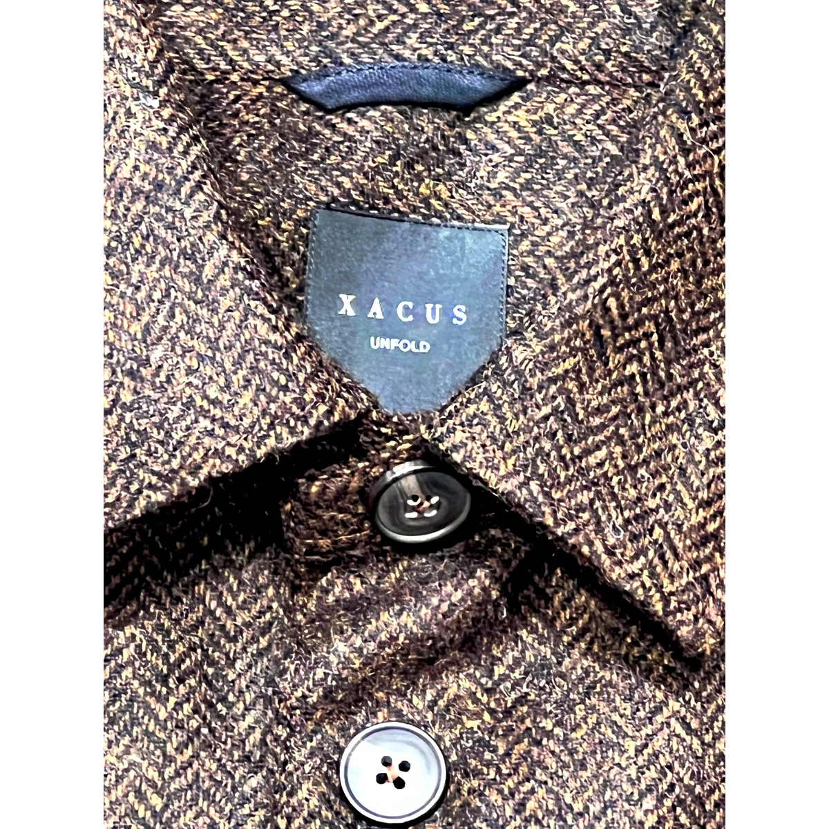 Xacus 169ML 31441 Unfold Harringbone Wool Overshirt, schwarzbraun