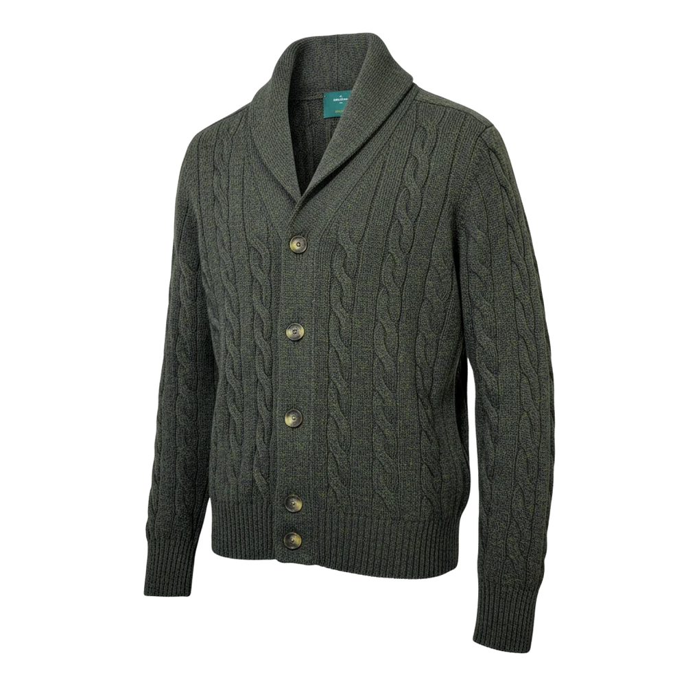 Gran Sasso Shetland Cardigan in Moosgrün