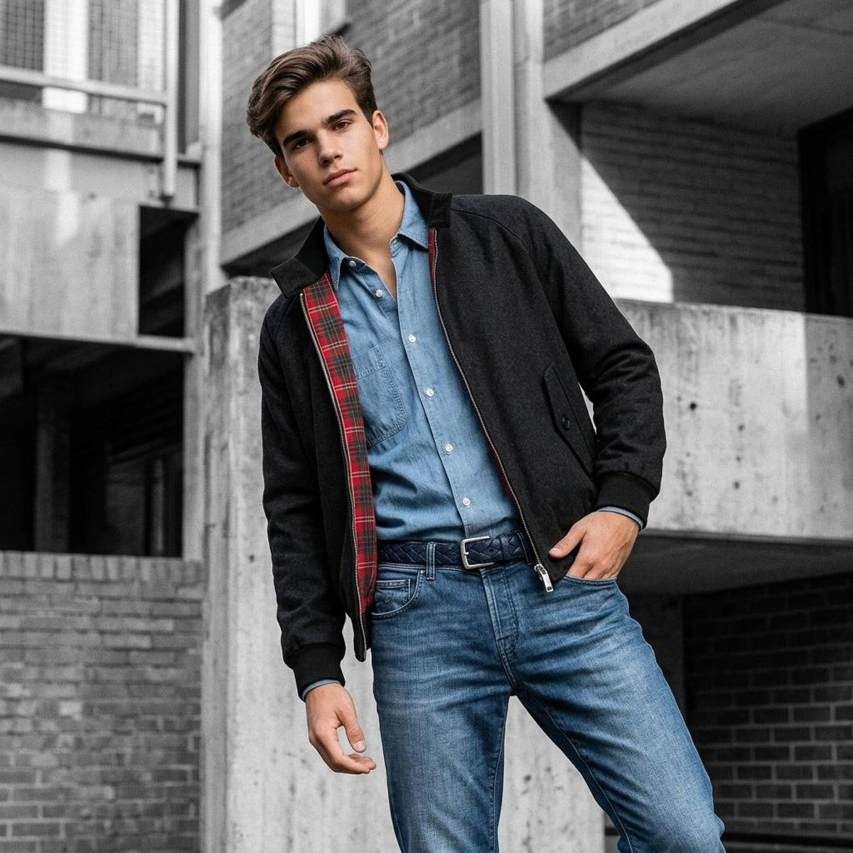 Baracuta G9 Melton Unpadded Harrington Jacke, navy