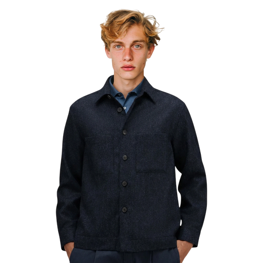Xacus, Unfold Wool Overshirt aus Shetlandwolle, navy