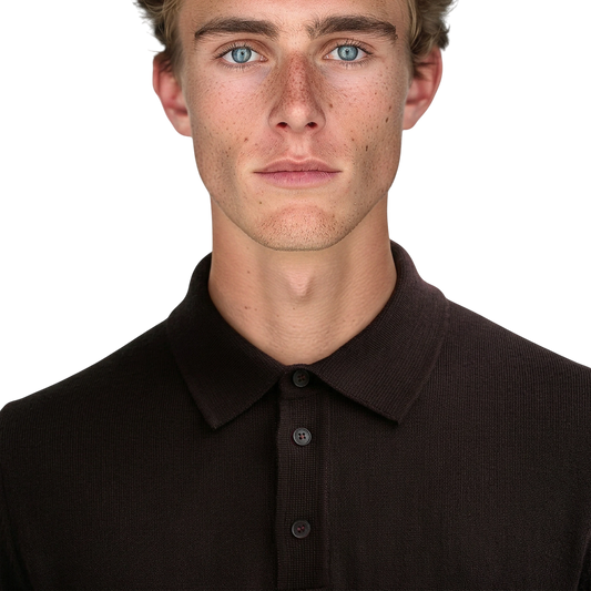 Roberto Collina Merino-Poloshirt Dunkelbraun