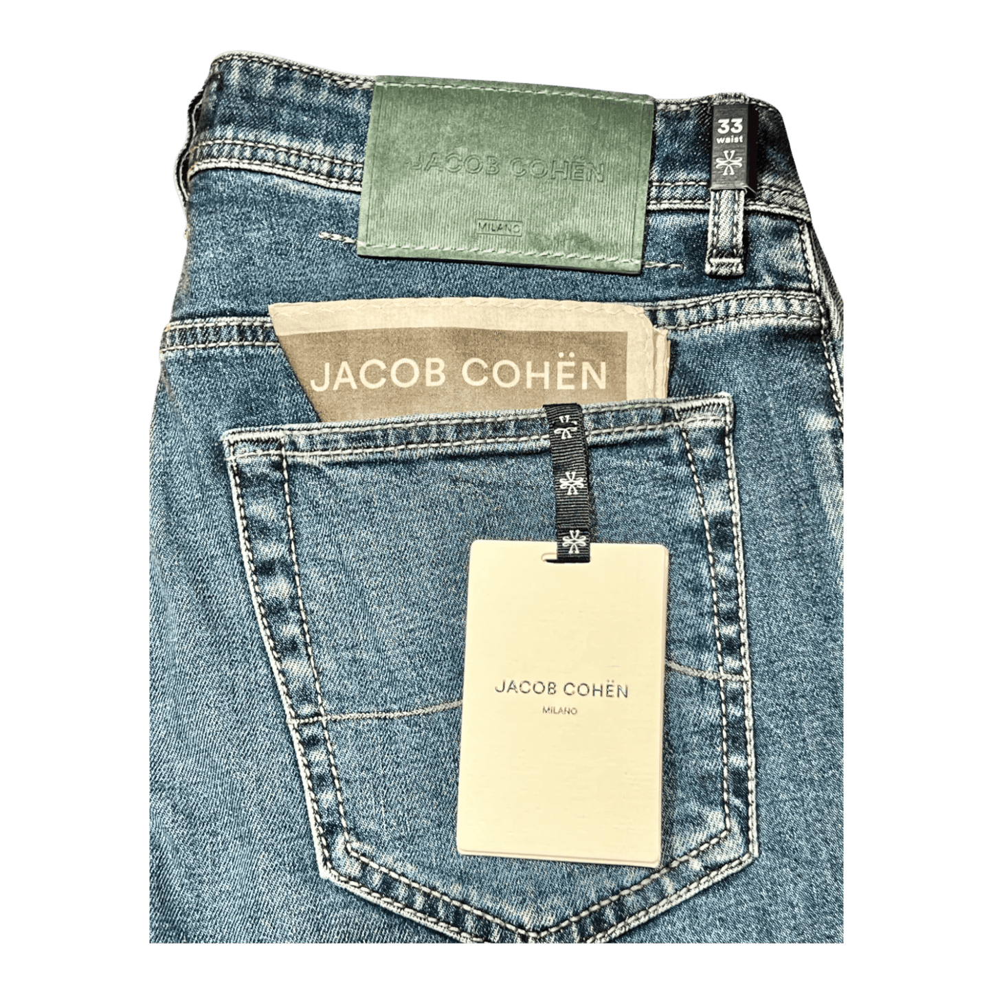 UNIT Hamburg - Jacob Cohën, Nick Slim, Label jade grün, midblu - Jacob Cohën
