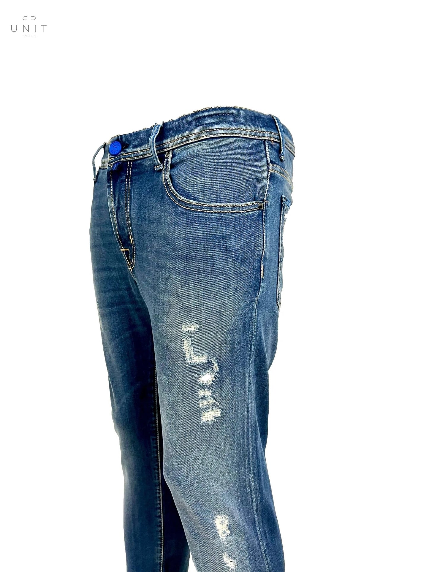 Jacob Cohen, Nick slim, night blue label, distressed, mid blue - UNIT Hamburg