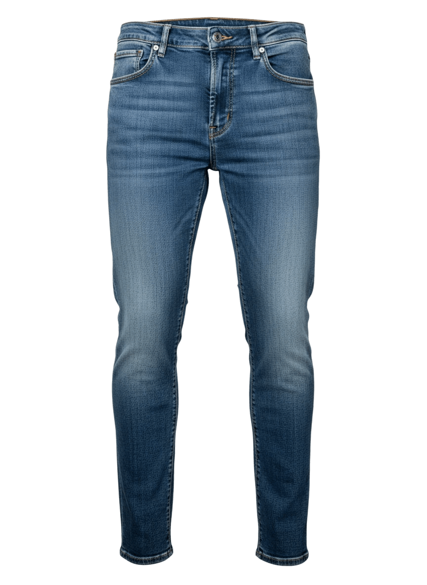 UNIT Hamburg - Jacob Cohën, Scott, light blue denim, pale green Label - Jacob Cohën