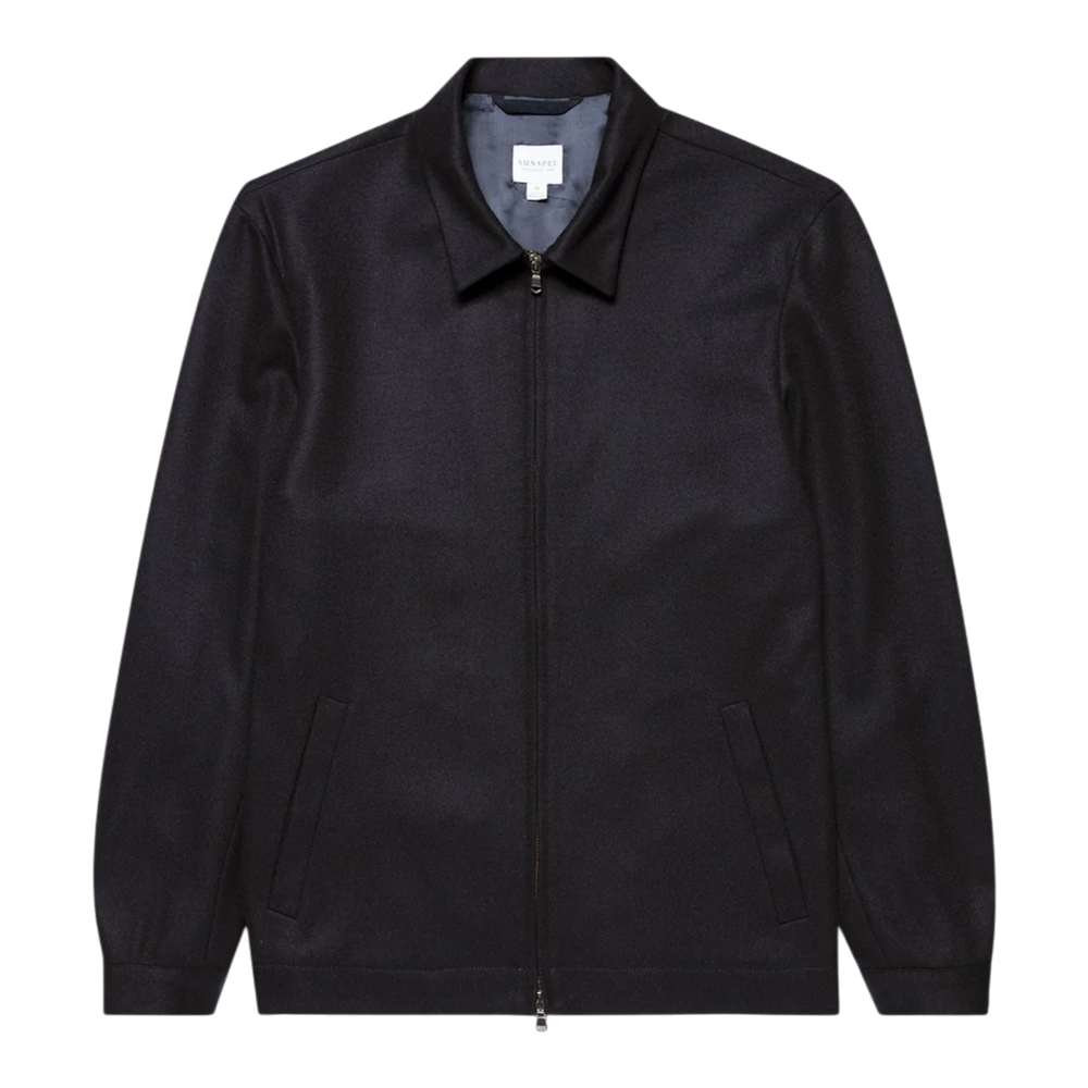 Sunspel MJAC7200 Boiled Wool Zip Harrington Jacket