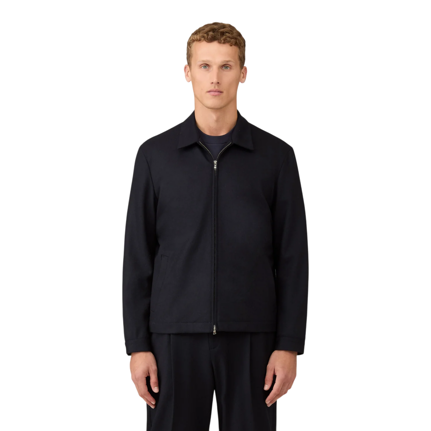 Sunspel MJAC7200 Boiled Wool Zip Harrington Jacket