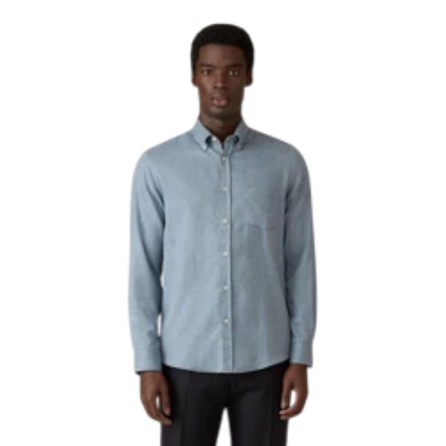 Sunspel Flanellhemd aus Baumwolle mit Button-Down, bleu