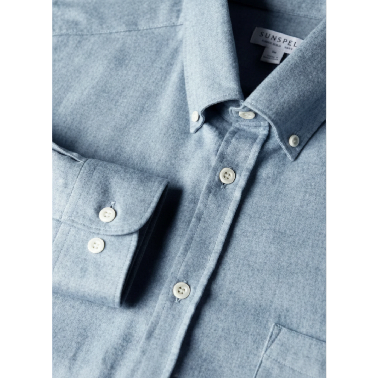 Sunspel Flanellhemd aus Baumwolle mit Button-Down, bleu