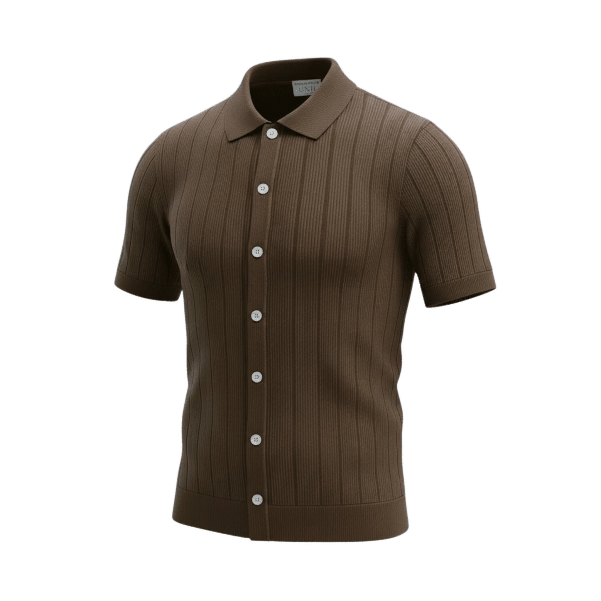 UNIT Hamburg - Never Laundry, Kurzarm - Hemd Feinstrick Streifen, braun - Never Laundry