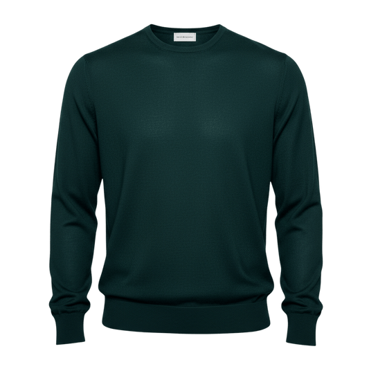 UNIT Hamburg - Never Laundry, Luxusmerino Tasmania, Rundhals, flaschengrün - Never Laundry