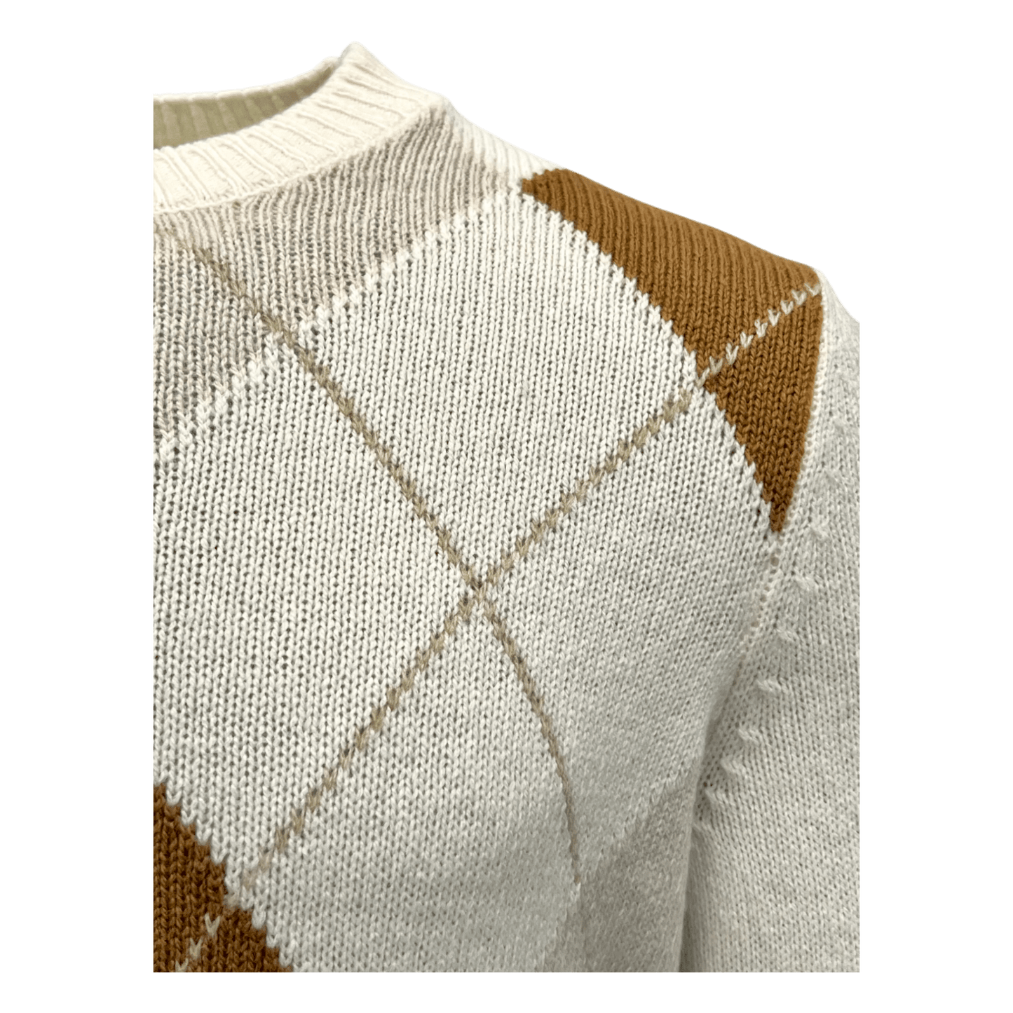 UNIT Hamburg - Never Laundry, Merino Argyle, wollweiß mit karamellbraun - Never Laundry
