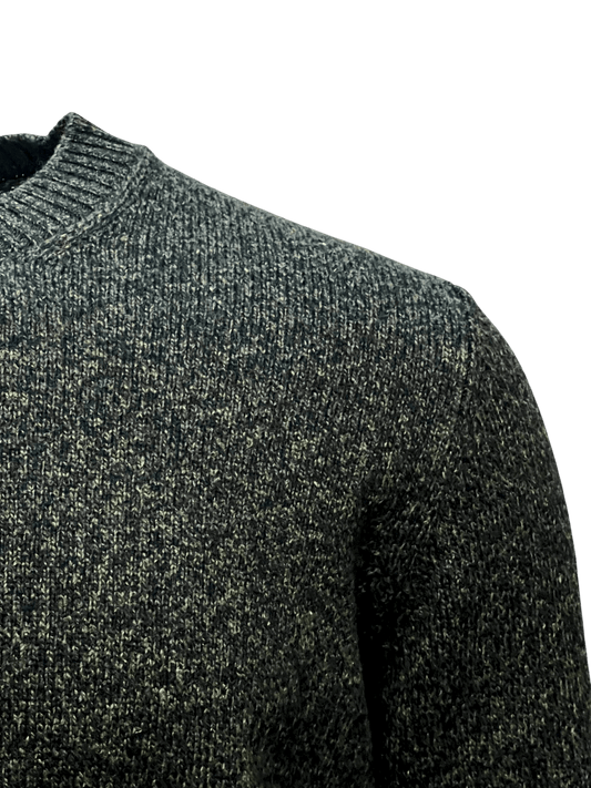 UNIT Hamburg - Never Laundry Merino Rundhals melange oliv - schwarz - Never Laundry