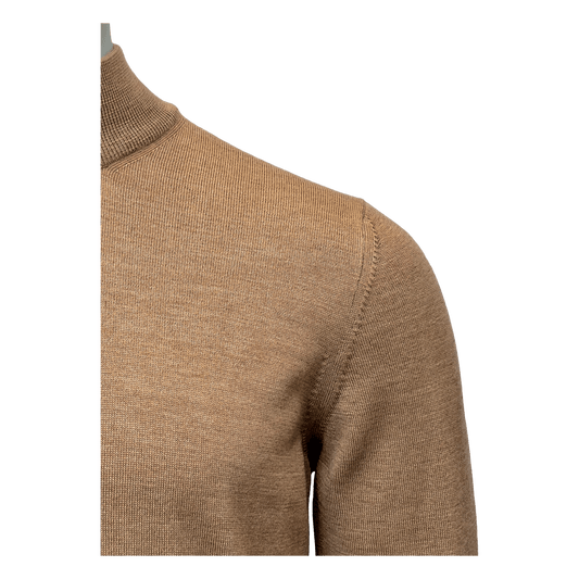 Never Laundry, Merino Stehkragen Pullover, camel - UNIT Hamburg