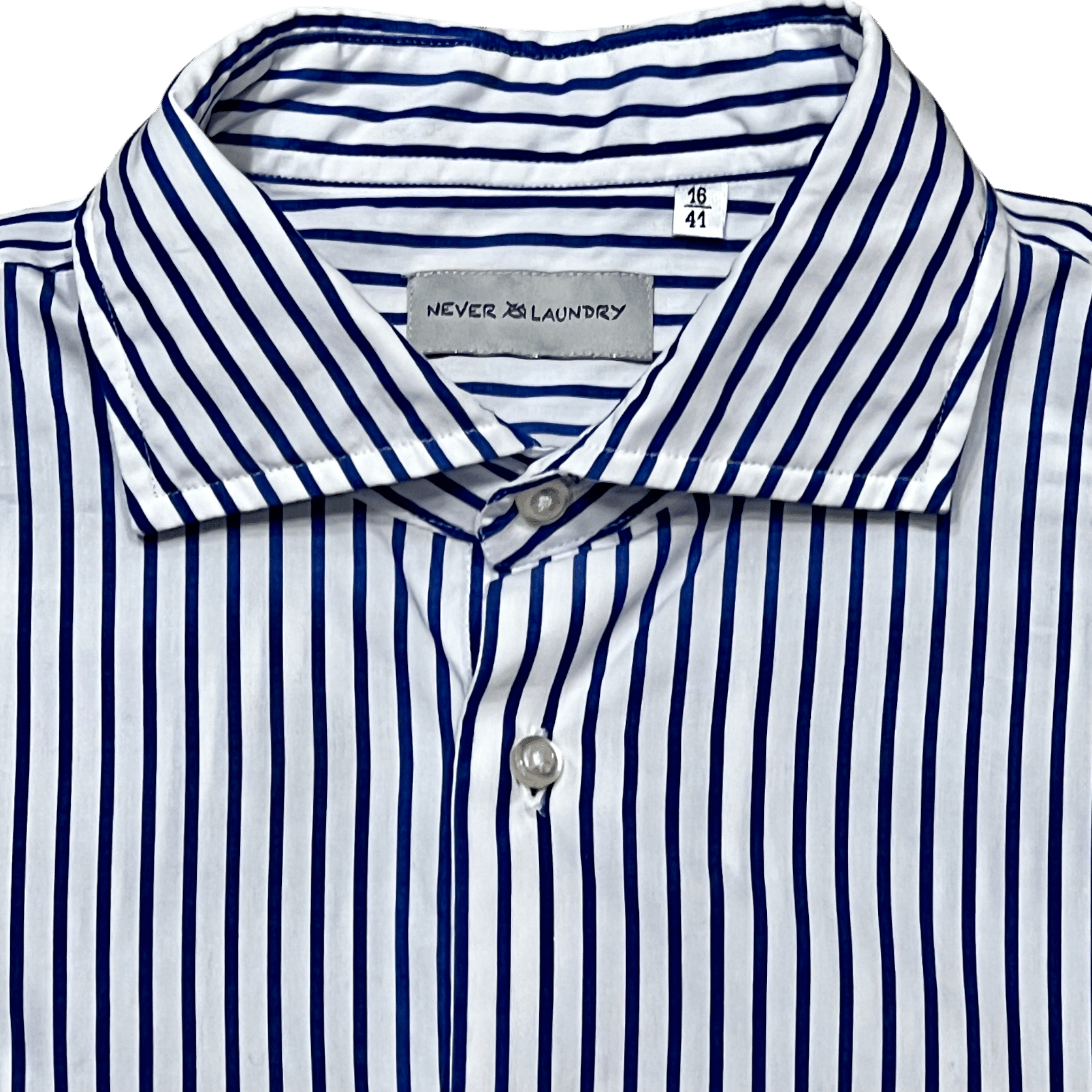 UNIT Hamburg - Never Laundry, slim fit, coton, bleu foncé - blanc rayé - Never Laundry