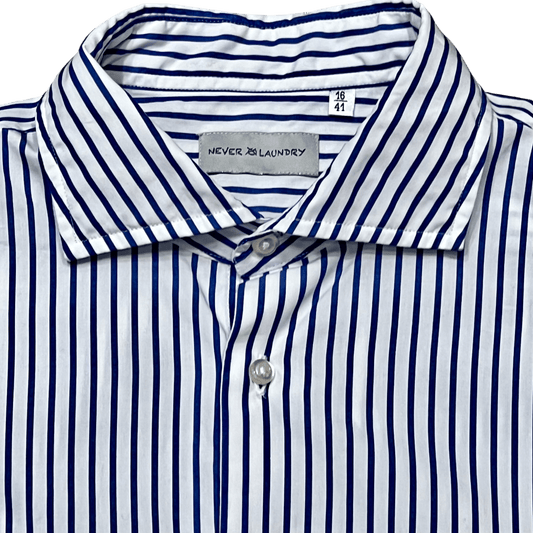 UNIT Hamburg - Never Laundry, slim fit, coton, bleu foncé - blanc rayé - Never Laundry