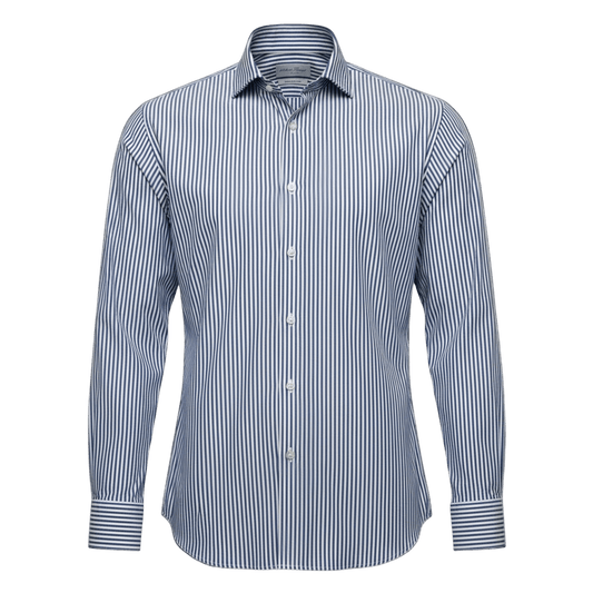 UNIT Hamburg - Never Laundry, Slim Fit, Baumwolle, weiß dunkelblau gestreift - Never Laundry