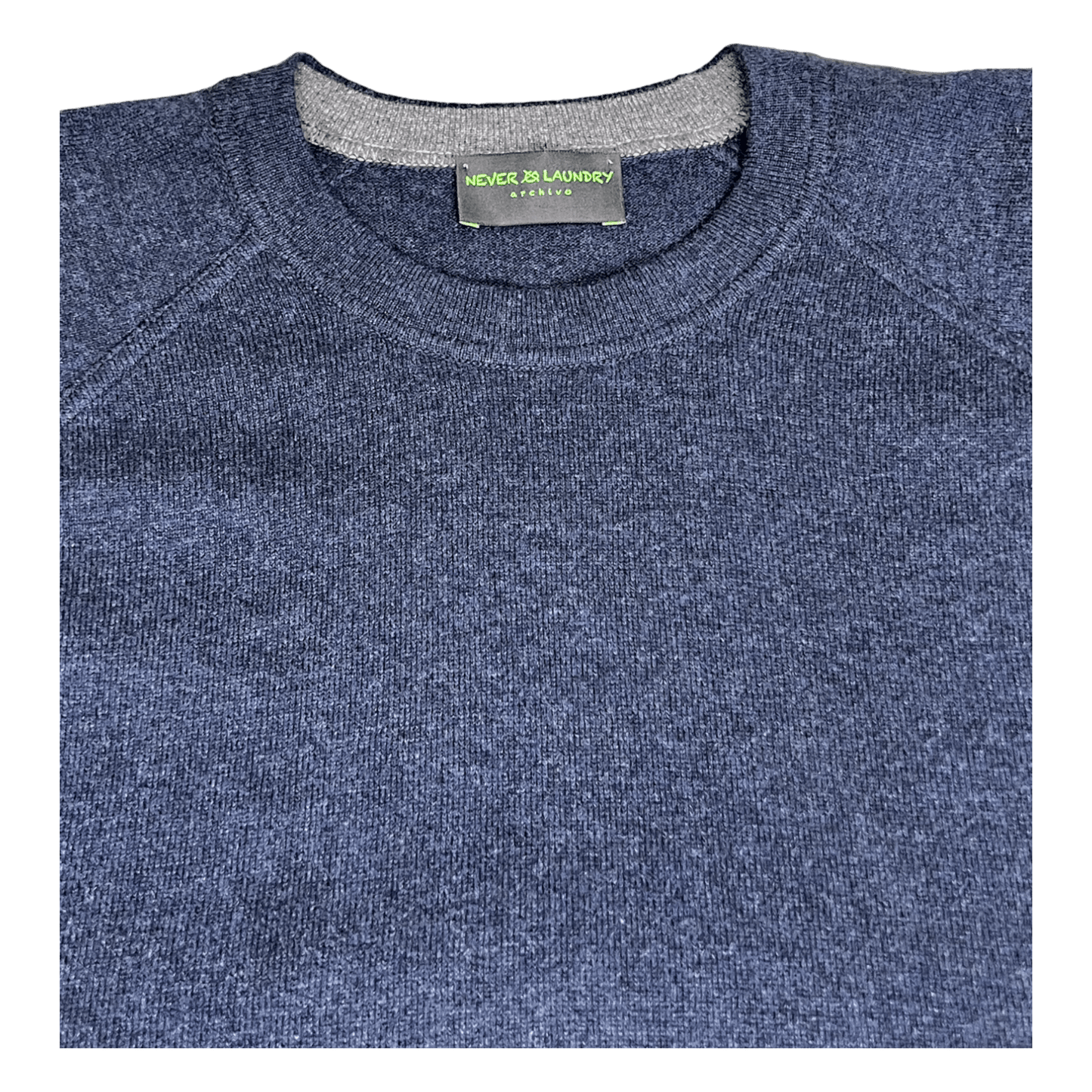 Never Laundry, Stricksweat, Raglanarm, Merino/ Kaschmir, denimblau - UNIT Hamburg