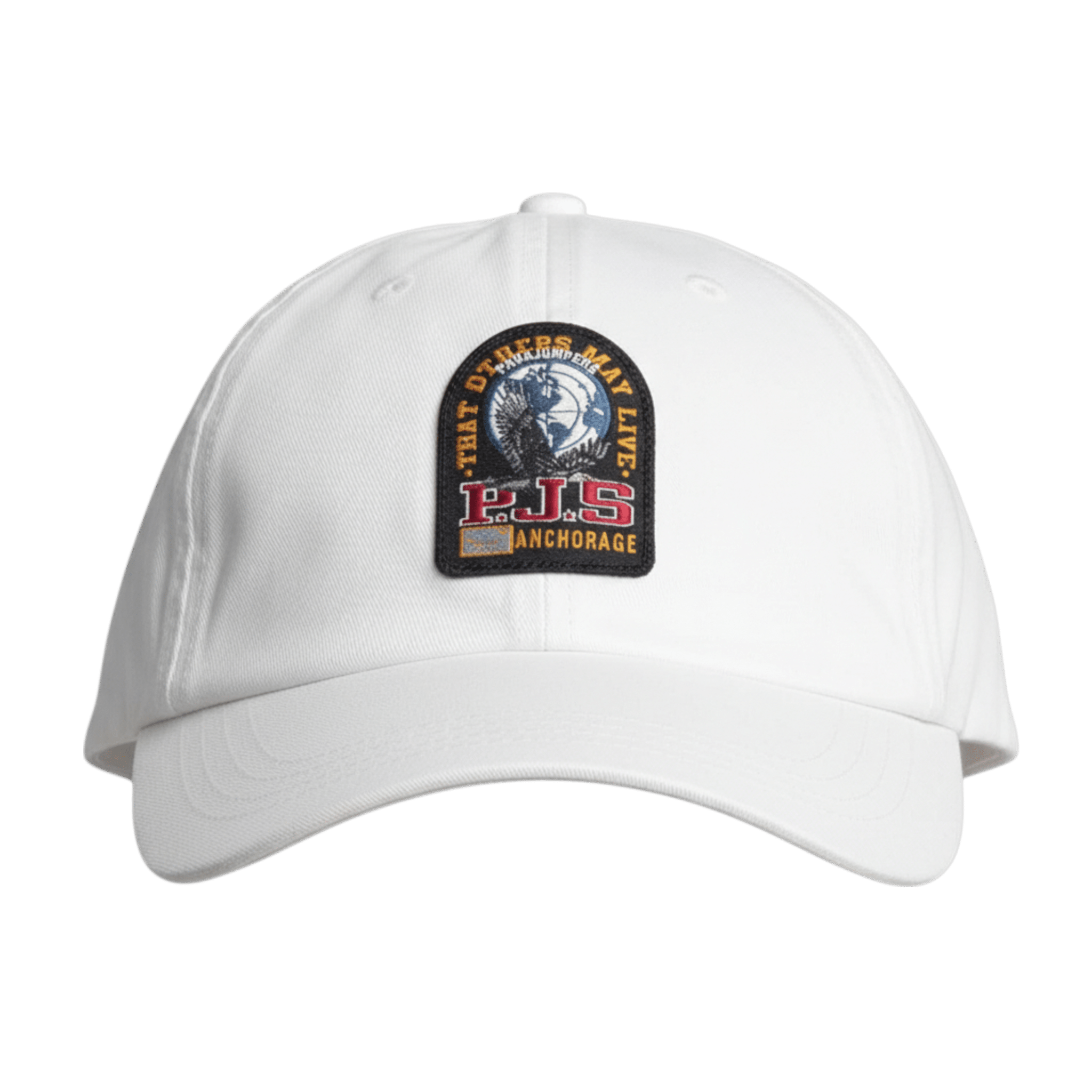 UNIT Hamburg - Parajumpers Patch Cap: winddichte Baseballkappe, weiß - Parajumpers