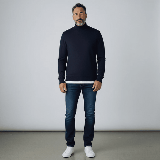 UNIT Hamburg - Roberto Collina, Merino / Baby Kamel, Stehkragen navy - Roberto Collina