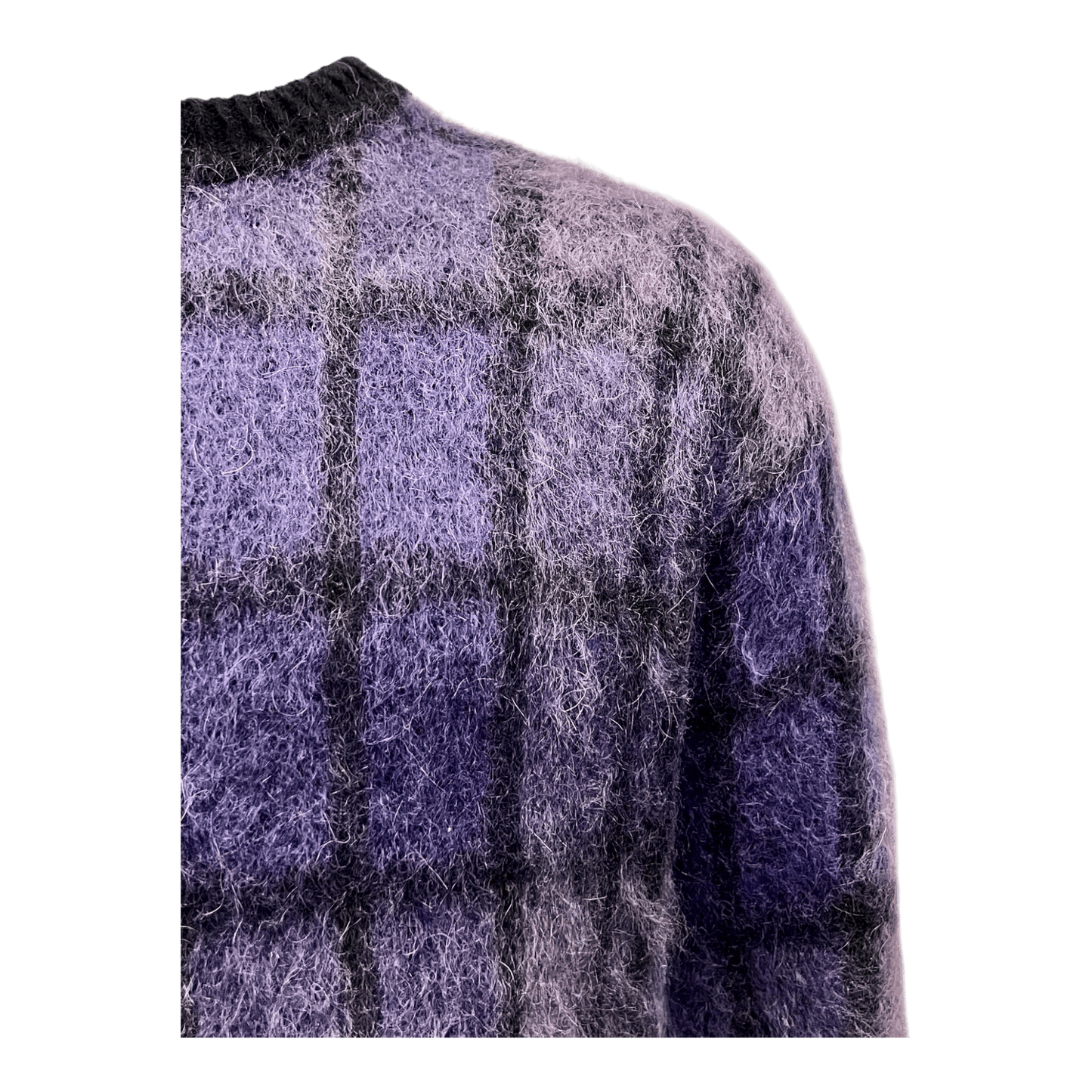 UNIT Hamburg - Roberto Collina, Mohair Rundhals, lila Karo - Roberto Collina