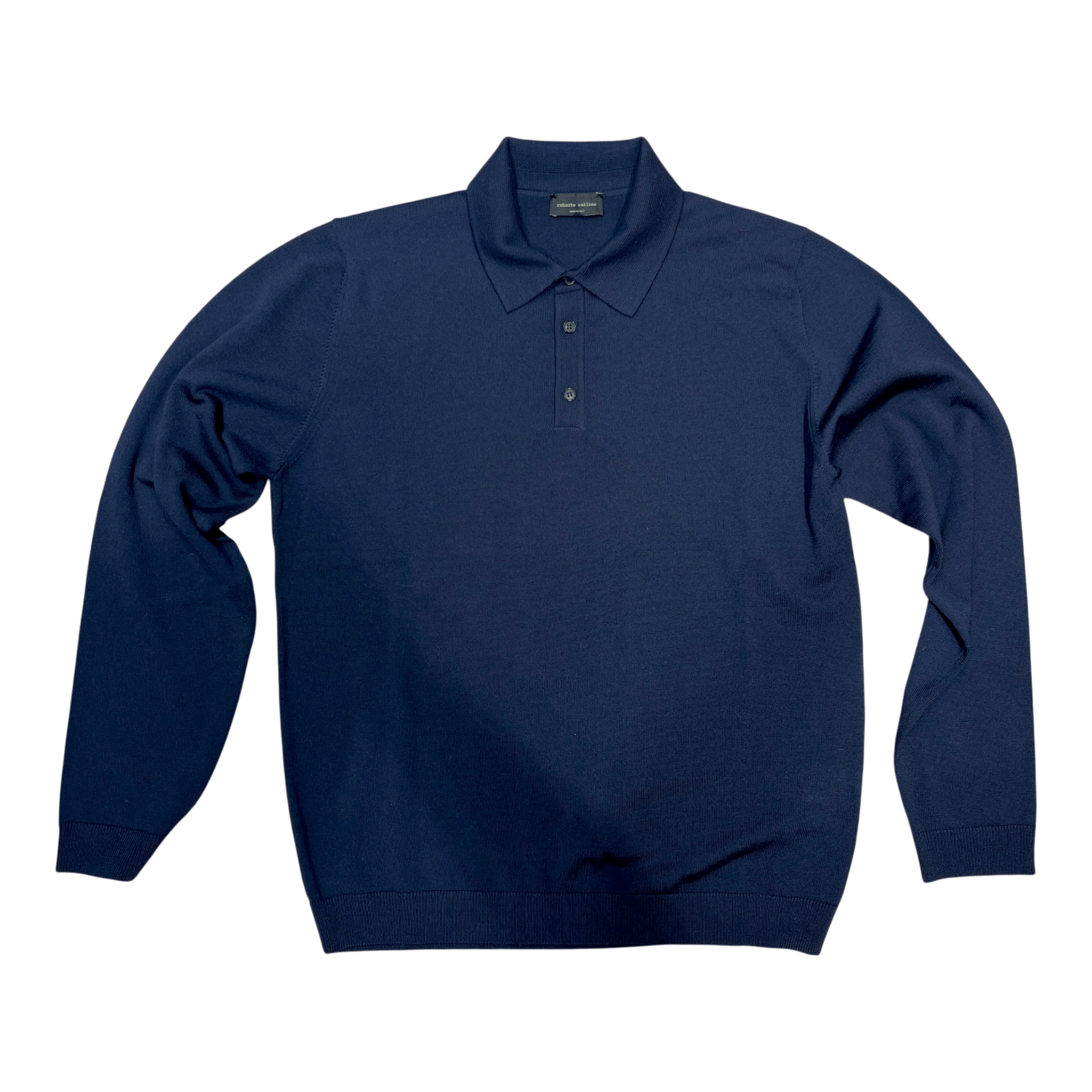 UNIT Hamburg - Roberto Collina ポロニットシャツ メンズ - 長袖, ダークブルー - Roberto Collina